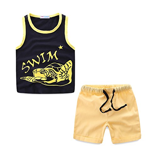Image of Mud Kingdom Little Boys Summer Outfits Cute Cartoon Printing Tank Top Sets