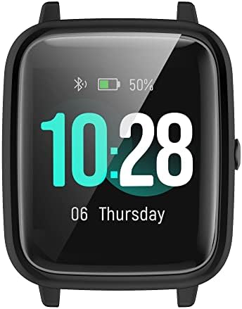 Chofit Cases Compatible with ID205L/Umidigi Uwatch 3/Blackview R3 Case, Screen Protector Film TPU Plated Protective Case Cover Shell for IP68 1.3 inch Square Screen Smart Watch (Black+Silver)