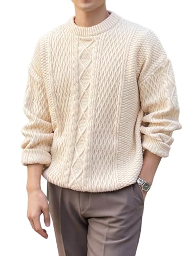 ZAFUL Men's Cable Knit Sweaters Casual Warm Long Sleeve Pullover Jumper Stand Neck Ribbed Knitwear for Winter 2025
