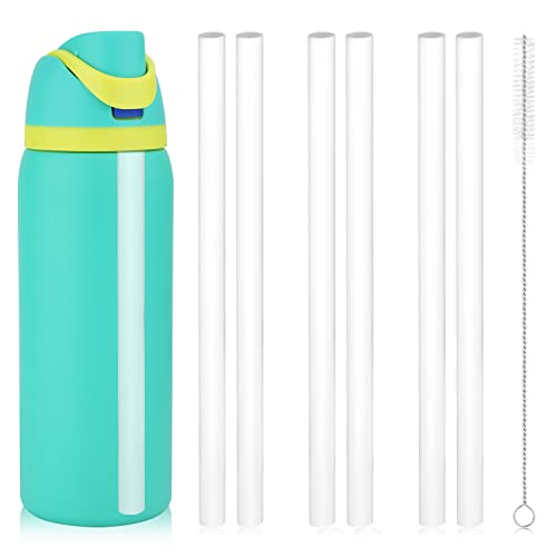 6PCS Replacement Straws for Owala Water Bottle 24 oz 32 oz, Reusable Plastic Straws with Cleaning Brush for Cup 24oz 32oz Travel Tumbler Accessories Parts for Sports Bottle(White)