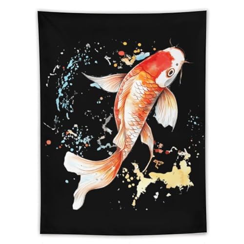 Tapiz vertical de peces japoneses: llena tu sala de estar de arte y calma