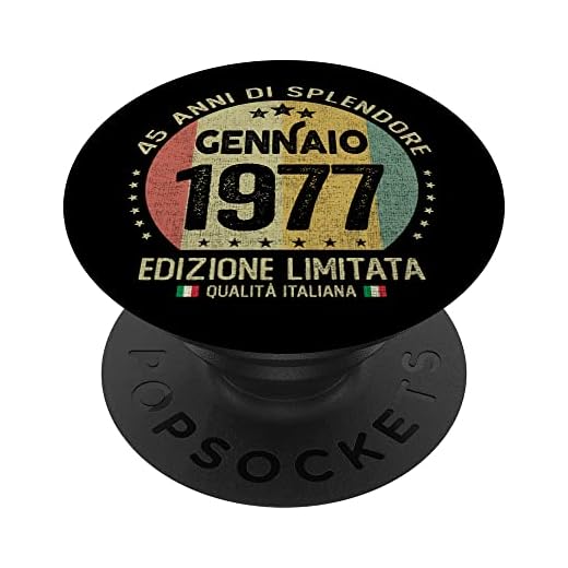 Vintage enero 1977 mujer hombre regalo 45 años cumpleaños PopSockets PopGrip Intercambiable