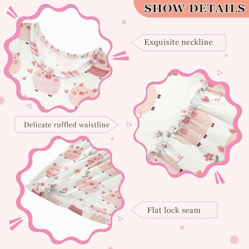 KLL Cute Pigs Characters Pink Little Girls Midi Dress Casual Sundress Comfy Outfits Sleeveless3