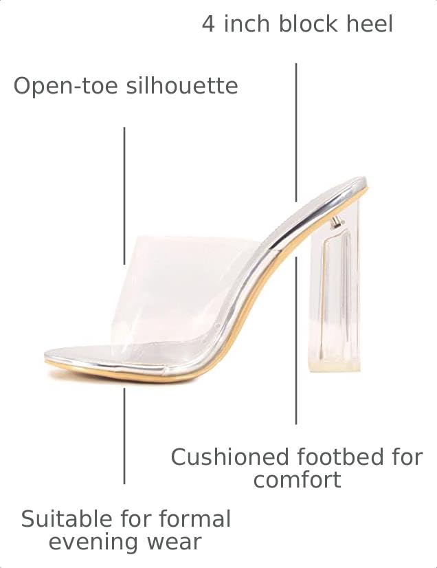 Image of Cape Robbin Fusion Chunky Block High Heels for Women, Transparent Booties for Women