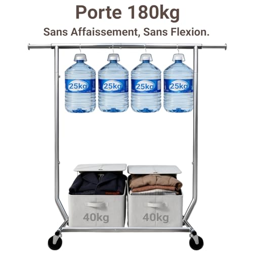 Portant à vêtements à roulettes Camabel pliable extensible pour dressing - 7