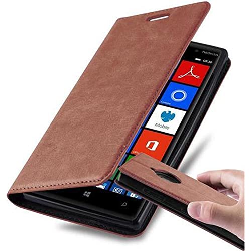 Cadorabo Hülle kompatibel mit Nokia Lumia 830 aus Premium Kunst Leder Flip Klappbare Stoßfeste Magnetische [Standfunktion] [Kartenfächern] Cover Hülle für Nokia Lumia 830 Tasche in Braun