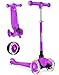 BELEEV 3-Wheel Scooter for Kids Age 2-6, Scooter for Toddlers Girls Boys Children, Adjustable Height, Lean to Steer, Light Up Wheels, Extra-Wide Deck(PURPLE)
