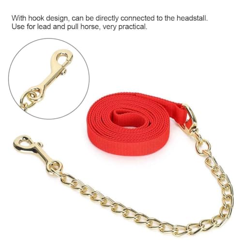 Laisse pour cheval - Chaîne en fer et sangle rouge imperméable