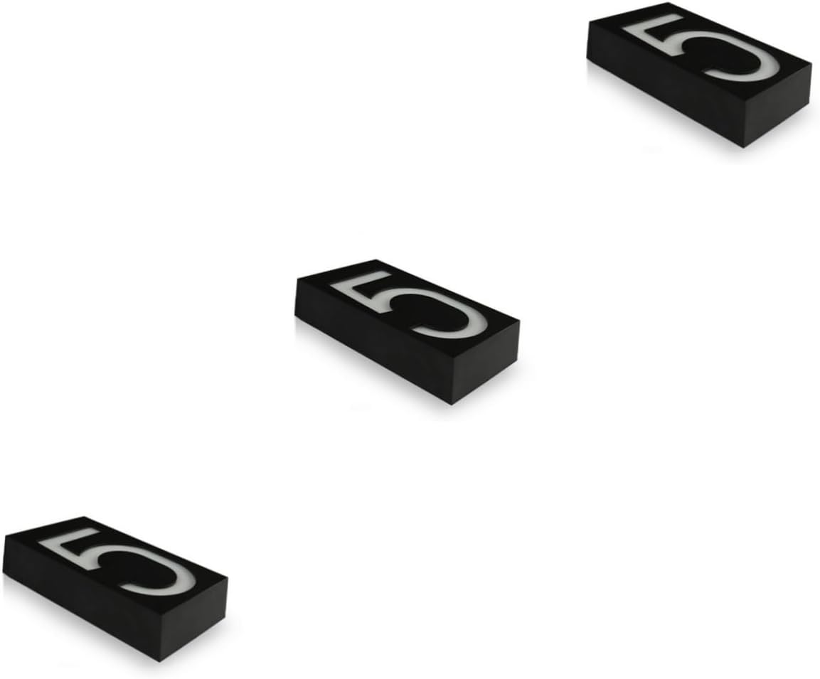 DOITOOL 3pcs 6 Solar-powered 6 Led Light Number Solar Number Lights Weatherproof 5