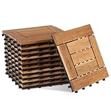 Nos dalles en bois sont fabriquées en bois d'acacia naturel de qualité supérieure, qui présente un beau grain et une couleur chaude. Ces dalles polyvalentes pour balcon et terrasse sont parfaites pour l'aménagement de votre espace extérieur. Avec des dimensions de 30 x 30 cm, un jeu de 11 carreaux en bois couvre environ un mètre carré. Que ce soit comme dalles de balcon pour votre petite oasis ou comme dalles de terrasse pour une grande fête dans le jardin, ces dalles en bois de qualité supérieure transforment rapidement votre balcon ou votre terrasse en une surface extérieure robuste et naturellement belle.