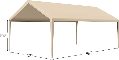 Miniatura 2 de Gardesol Toldo de repuesto para cochera, cubierta superior de repuesto para marco de cochera de 12 x 20 pies, lona impermeable de 6.35oz y con