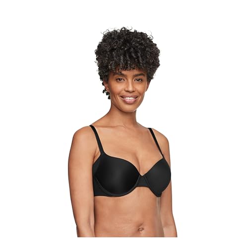 Warner's Women's No Side Effects Seamless Underarm-Smoothing Comfort Underwire Lightly Lined T-Shirt Bra RA3061A, Black
