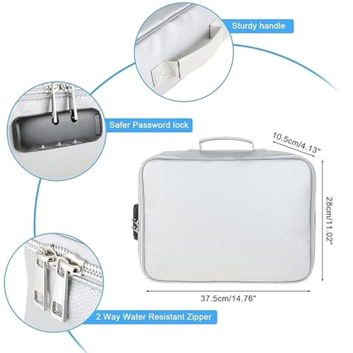 Image of Secure Travel Document Organizer Bag - Multilayer Storage Pouch with Lock for Files, Laptop, Passports & Certificates - Portable Office & Home File Holder (Grey)