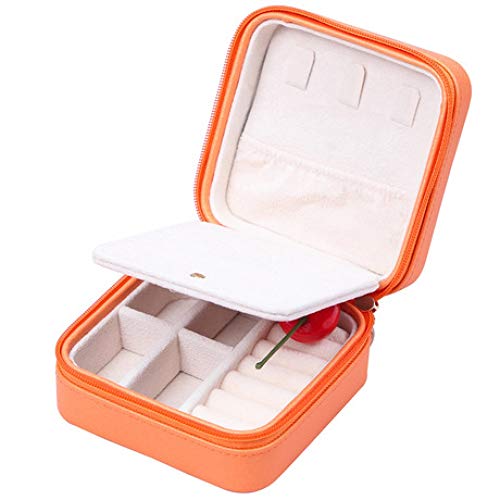 Preisvergleich Produktbild Kosmetiktäschchen Schminktasche Damen Schmuckschatulle Reise tragbare Schmuckschatulle Schmuck Aufbewahrungsbox Leder Damen orange 10 * 10 * 5cm