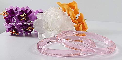 Image of ZULKA Get your traditions Glass with Diamond Cut Crystal Clear Glossy Finished Kada set For Women and Girls, (Pink 2.4 Inches), Pack Of 2 Kada set