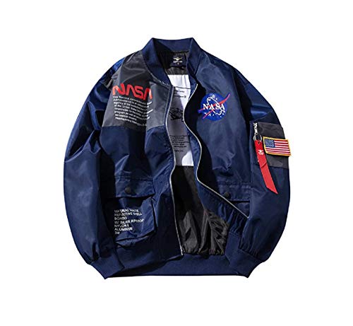BAIMORE Men's Apollo NASA Fashion Patches Slim Fit Bomber Jackets Windbreaker