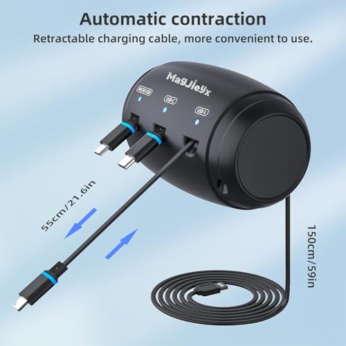 Câble de chargement rétractable multi embouts USB-C Micro-USB pour tablette et smartphone - 6