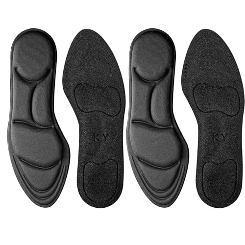 Image of 2 Pairs Memory Foam Insoles High Heel Insoles Breathable Shoe Pads Replacement Shoe Insoles 5D Sponge Barefoot Comfort Insoles, Comfort Foot Cushion for Women Man, Black