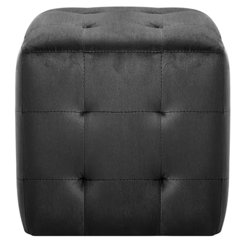 Pouf velours noir de qualité supérieure avec structure bois