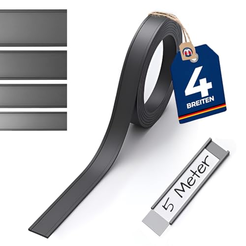 Perfiles magnéticos para estanterías o superfícies metálicas - Perfiles C/Etiquetas magnéticas ancho 20 mm - que se vende por 5m rollo