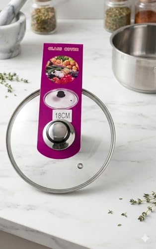 Clear Tempered Glass Saucepan Casserole Frying pan Lid Replacement Glass Lids for Pans Pots and Casseroles Pan Lid Knobs with Heat Resistant Handle (18CM)