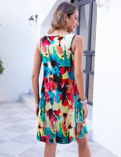 Image of Halife Womens Summer Dresses Casual Sleeveless Tshirt Sundresses Vacation Beach Cover Up Dress with Pockets