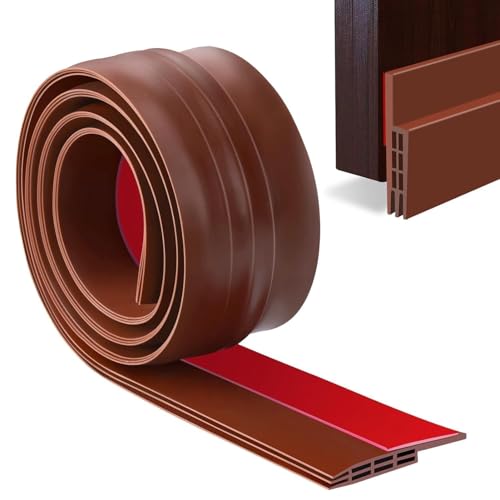 Image of Door Draft Stopper, Silicon Door Bottom Sealing Strip, Door Bottom Sealing Strip Guard, Self Adhesive Door Gap Filler Rubber,Protector from Cockroach,1M (Brown, Pack of 1)