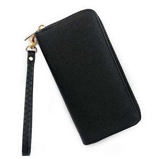 ELIOX Portafoglio Donna Zip Around In Pelle Sintetica Grande Elegante Spazioso Capiente Con Portamonete Portatessere Idea Regalo (Nero)