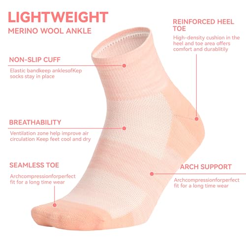 Image of 3 Pairs 90% Merino Wool Ankle Socks, Thin All-Season Casual Soft Breathable for Men Women