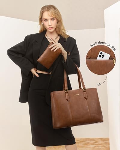LOVEVOOK Laptop Tote Bag for Women,Work Tote with Wristlet,PU Leather Computer Bag for Teacher,Office, Daily2