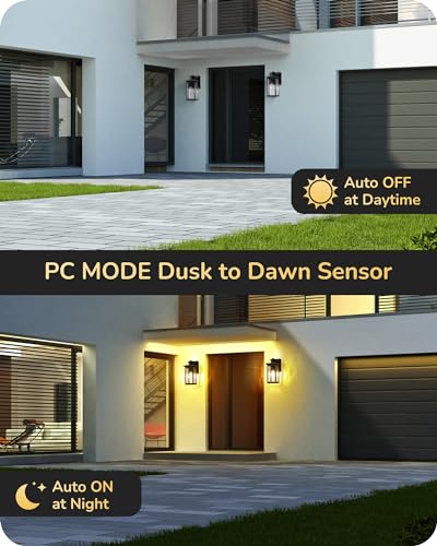 EDISHINE Outdoor Wall Light with GFCI Outlet and Motion Sensor – Dusk to Dawn Waterproof Fixture for Porch, Garage, and Patio
