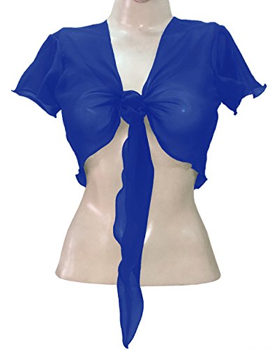 Image of Indian Trendy Women's Chiffon Short Sleeve Tie Top Choli Blouse Belly Dance Gypsy Tie Front Cardigan Tops