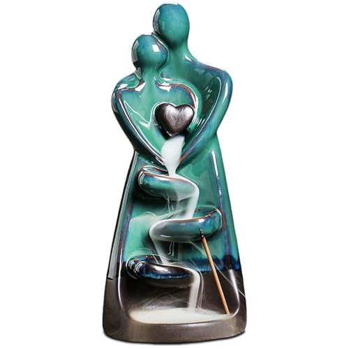 ZONSUSE Liebhaber Kuscheln Rückfluss Räuchergefäß Paar Statue Räucherstäbchenhalter Keramik Statue Wasserfall Weihrauchbrenner (Lover)