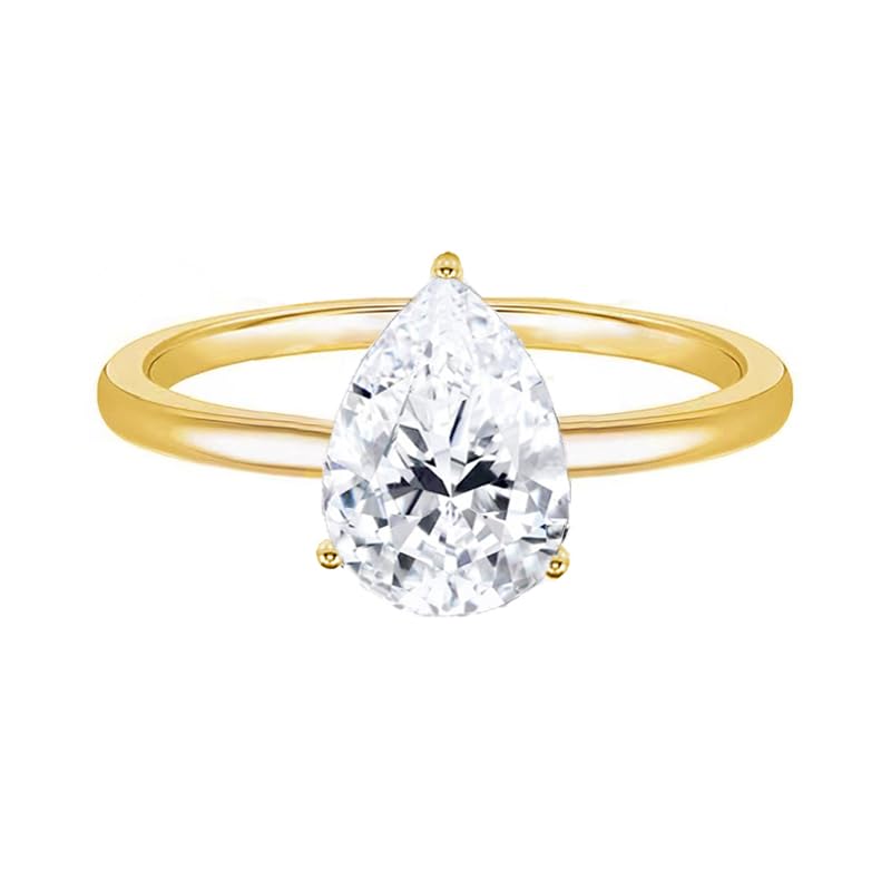 SISGEM Moissanite Engagement Ring, 1/1.5/2/2.5/3 Carat Center Pear Cut Solitaire Moissanite Engagement Wedding Rings for Women Moissanite Promise Rings 10K 14K 18K Gold Free Engraving