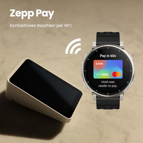 Amazfit Active 3 Premium 45mm GPS Lauf-Smartwatch, 1,32 AMOLED Saphir-Display, 12 Tage Akku, 4GB, NFC, Offline-Karten, 170+ Trainingsmodi, 5 ATM, Herzfrequenz- & Fitness-Tracker für Android & iPhone