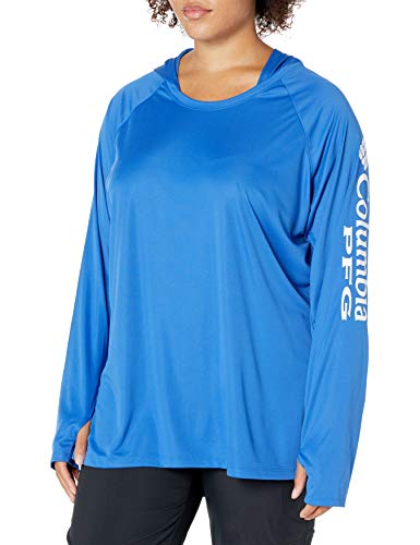 Columbia Women's Tidal Tee Hoodie, Vivid Blue, White Logo, 2X