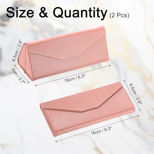 Image of PATIKIL Foldable Glasses Case, Triangle Magnetic Sunglasses Organizer Case PU Leather Hard Eyeglass Case for Women (2 Pcs)