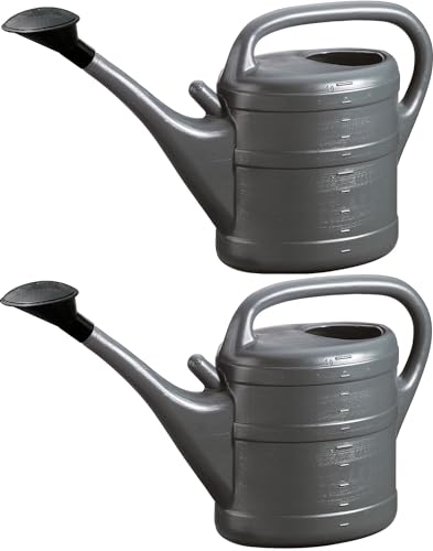 2X Gießkanne 10L ANTHRAZIT + 1x BILDMAGNET! Blumenkanne Kunststoff für groß & klein, Garten & Zimmerpflanzen Gießkannen Gieskanne Gieskannen Giesskanne 10 L Liter Watering Can Gieskannen10Liter