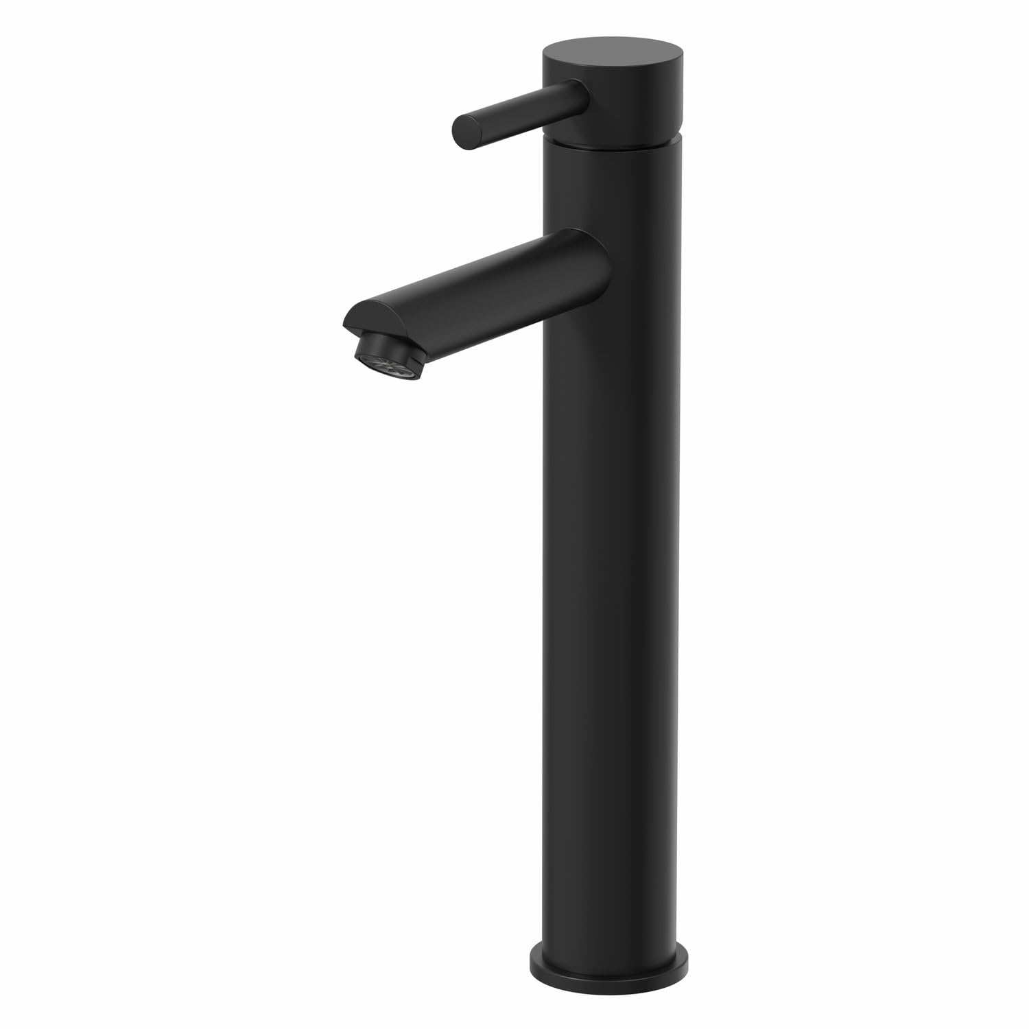 Architeckt Black Architeckt® Malmo Bathroom High Rise Tall Basin Sink Mixer Tap For Countertop Modern Mono Round Single Lever Handle Faucet For Sinks,