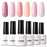 Candy Lover Popular Gel Nail Polish, Rose Peach Pastel Series UV LED 6 Colors Selected Set, Soak Off Nail Gel Polish Home Manicure Varnish Kit