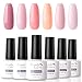 Candy Lover Popular Gel Nail Polish, Rose Peach Pastel Series UV LED 6 Colors Selected Set, Soak Off Nail Gel Polish Home Manicure Varnish Kit