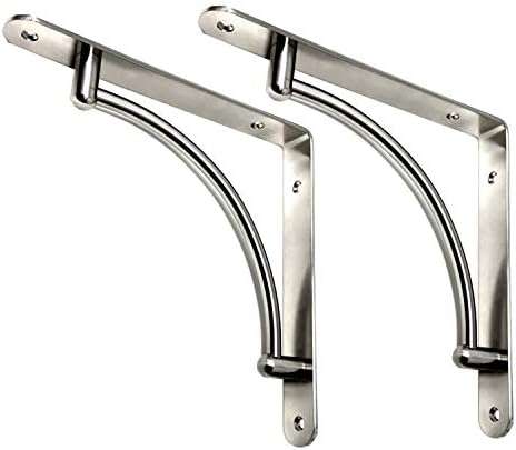 Desunia Decorative Contemporary Shelf Brackets - 8 3/4inches x 8 3/4inches - Satin Nickel - Pair