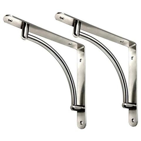 Desunia Decorative Contemporary Shelf Brackets - 8 3/4inches x 8 3/4inches - Satin Nickel - Pair Cover