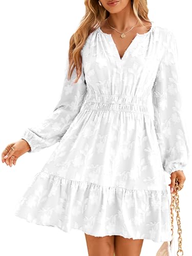 Image of BerryGo Womens Long Sleeve Mini Dress Casual A Line Flowy Loose Vacation Party Babydoll Fall Short Dresses with Pocket