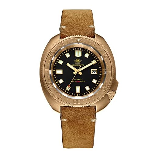 ADDIESDIVE Reloj de Hombre Bronce Fecha Analógico Automático Reloj de Buceo automático para Hombre AD2104