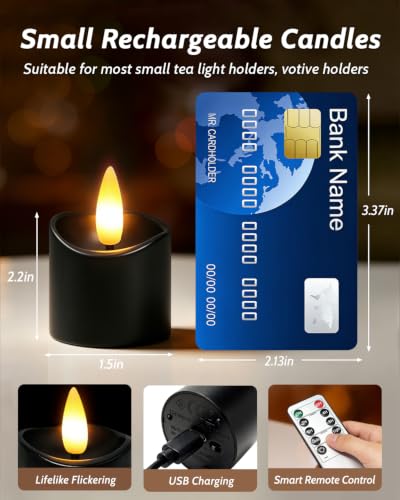Image of 12 Pack Small Rechargeable Flameless Candles with Remote Timer