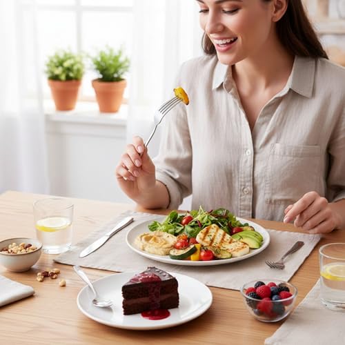 Image of 12 Pcs Silver Mirror Polish Stainless Steel Cutlery Set for Dining Table with Spoons and Forks Set + Butterknives - The Perfect Tableware /Flatware
