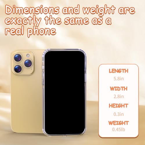 Image of Blue Union 1:1 Simulation Fake Dummy Phone, Looks Like The Real Phone 14 Pro, Display Prop Non-Working Decoy Replica with Transparent Case for Exhibition & Play (Gold)