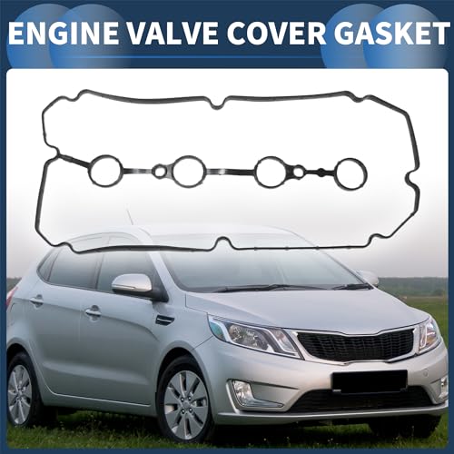 Image of Valve Cover Gasket, Cylinder Head Valve Seal Gasket No.224412X001 for Kia Rio 1.6L I4 2003-2005 Black, Rocker Cover Gasket 1 Pc