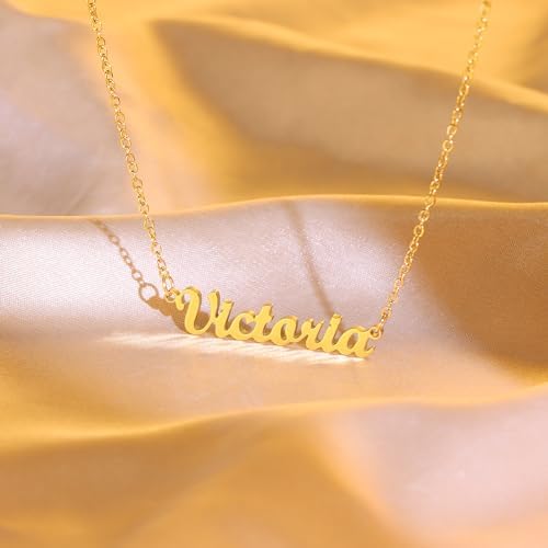 Ldurian Custom Name Necklace, Eva Name Plate Pendant Necklace Pre Gifts, Charm Necklaces Jewelry for Birthday Anniversary - 4
